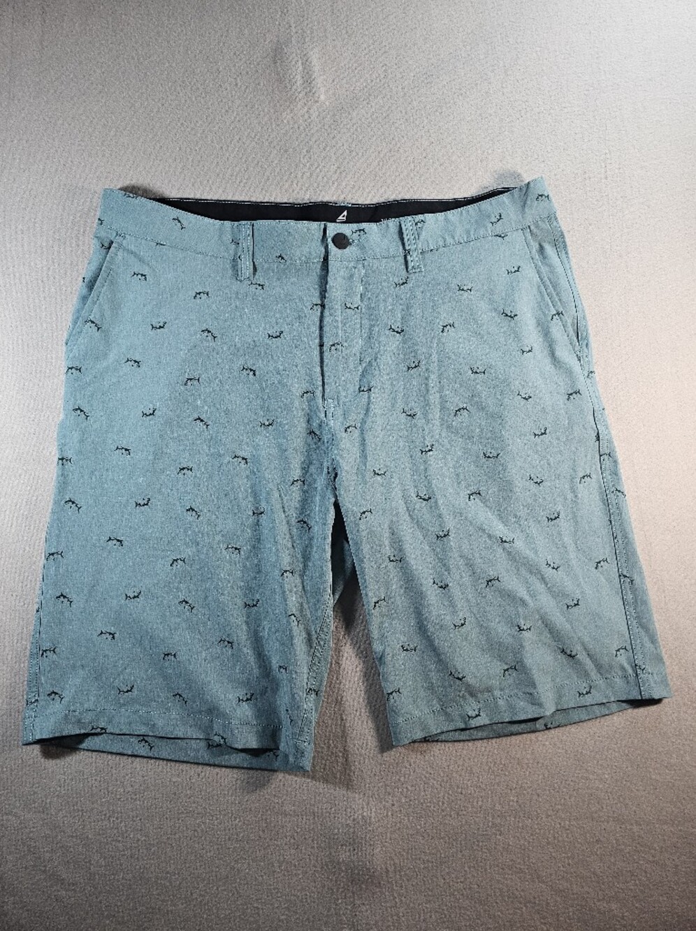Atlantis Light Green Printed Men's Shorts With Sharks Size 38